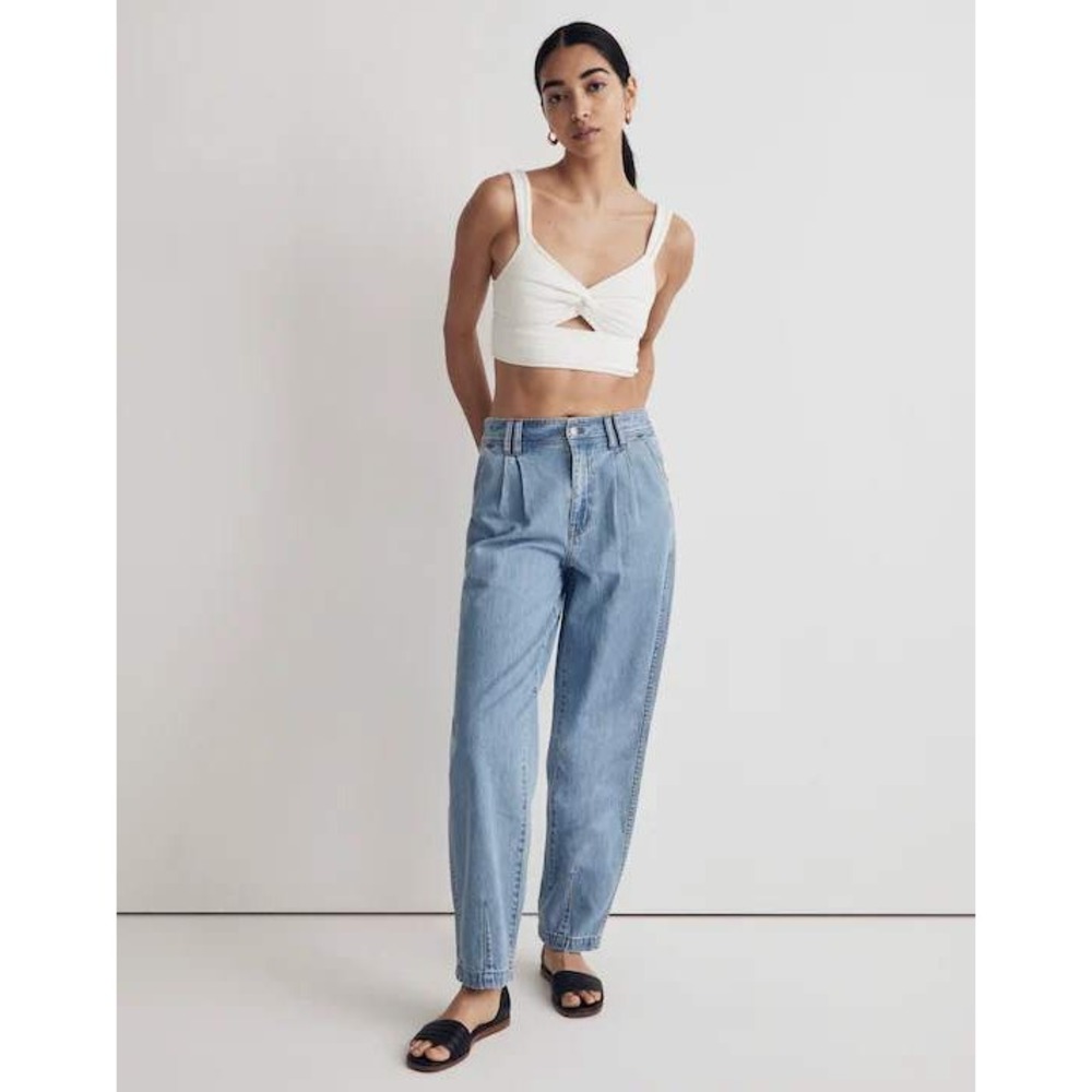 Madewell Baggy Tapered Jeans in Idarose Wash Pleated Edition NJ217 Sz 28 NWT